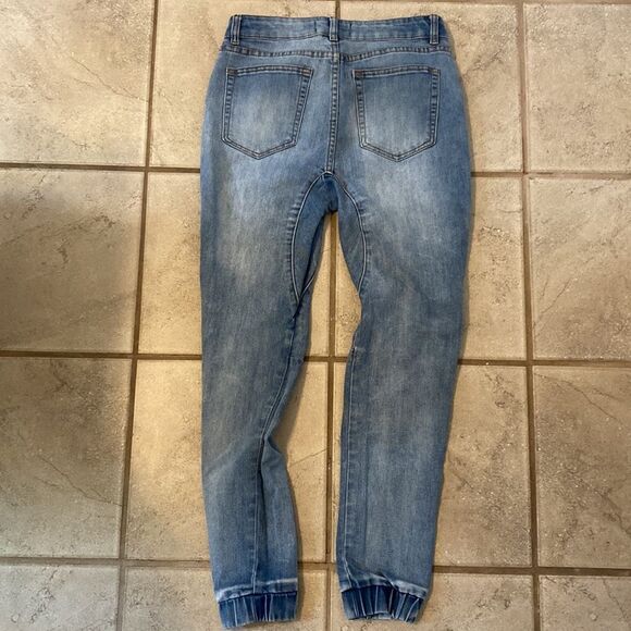 Z Forever 21 29 Distressed Denim Jean Joggers Holes Belt Loops - Picture 3 of 6